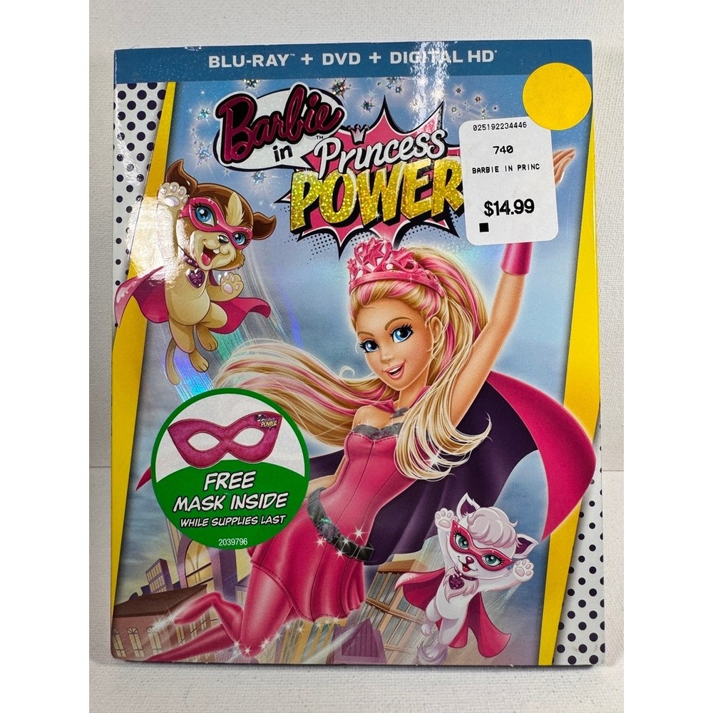 Barbie in Princess Power Blu-ray DVD Combo Pack with Bonus Mask Super Sparkle